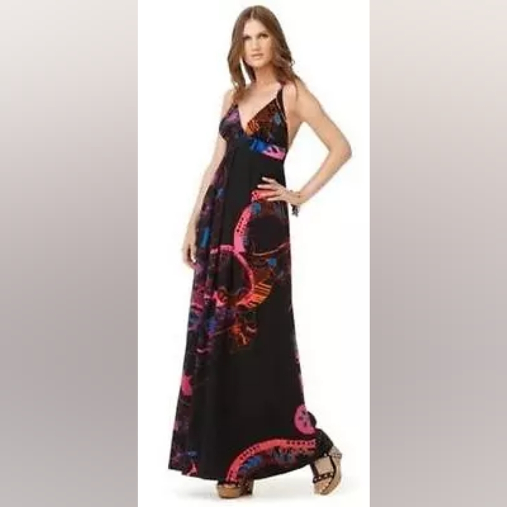 Tibi Ipanema Silk Plunge Maxi Dress